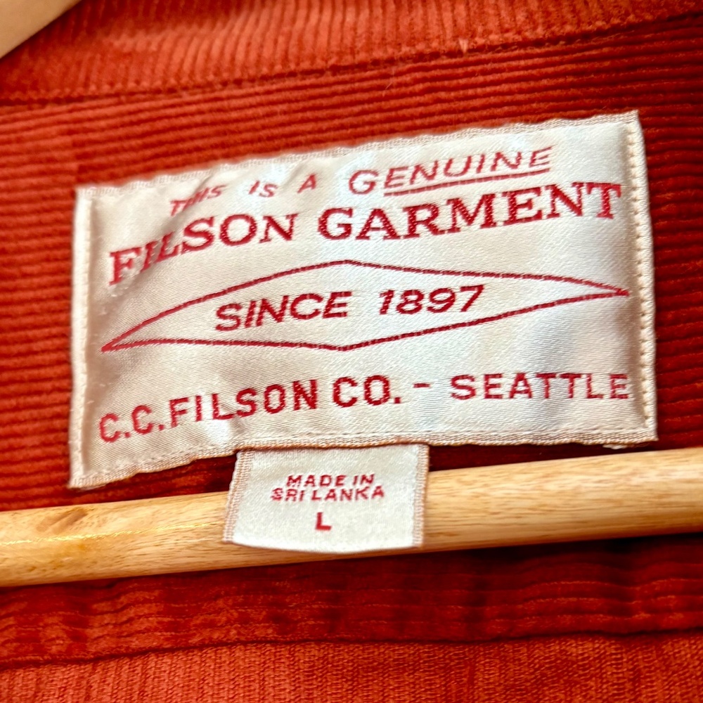 Men’s Filson Corduroy Camp Shirt Size Large - Picture 4 of 4